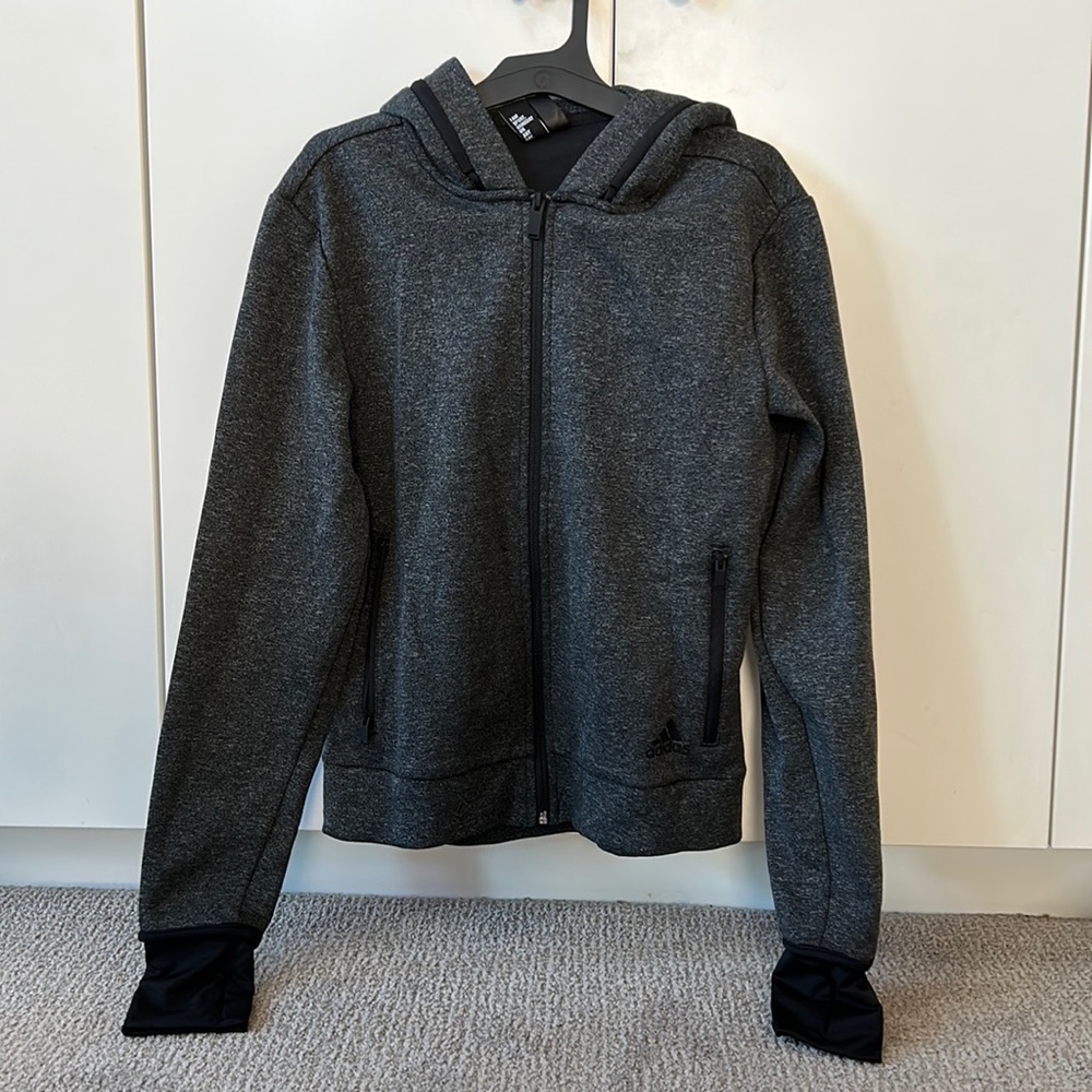 Adidas hooded zip up jacket - thick, warm